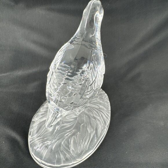 Crystal Red Grouse Figurine Glass Cristal D'Arques France Clear 5.5” T x 5.25”L - Picture 7 of 12